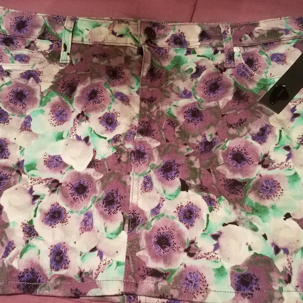 Joe's Jeans Purple, Green and White Floral Mini Skirt